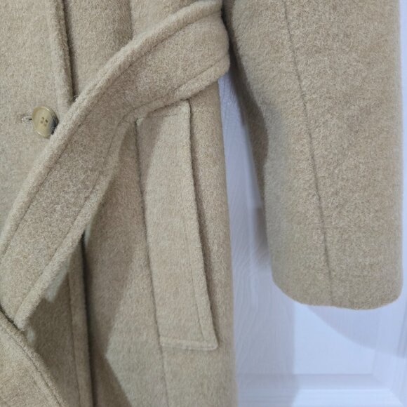 Vintage Pendelton Women's Lined Double Breasted 100% Wool Long Coat Tan Size 12 - Picture 4 of 12